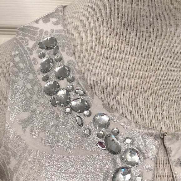 INC Silver Jeweled Keyhole Dress Top - Picture 3 of 8